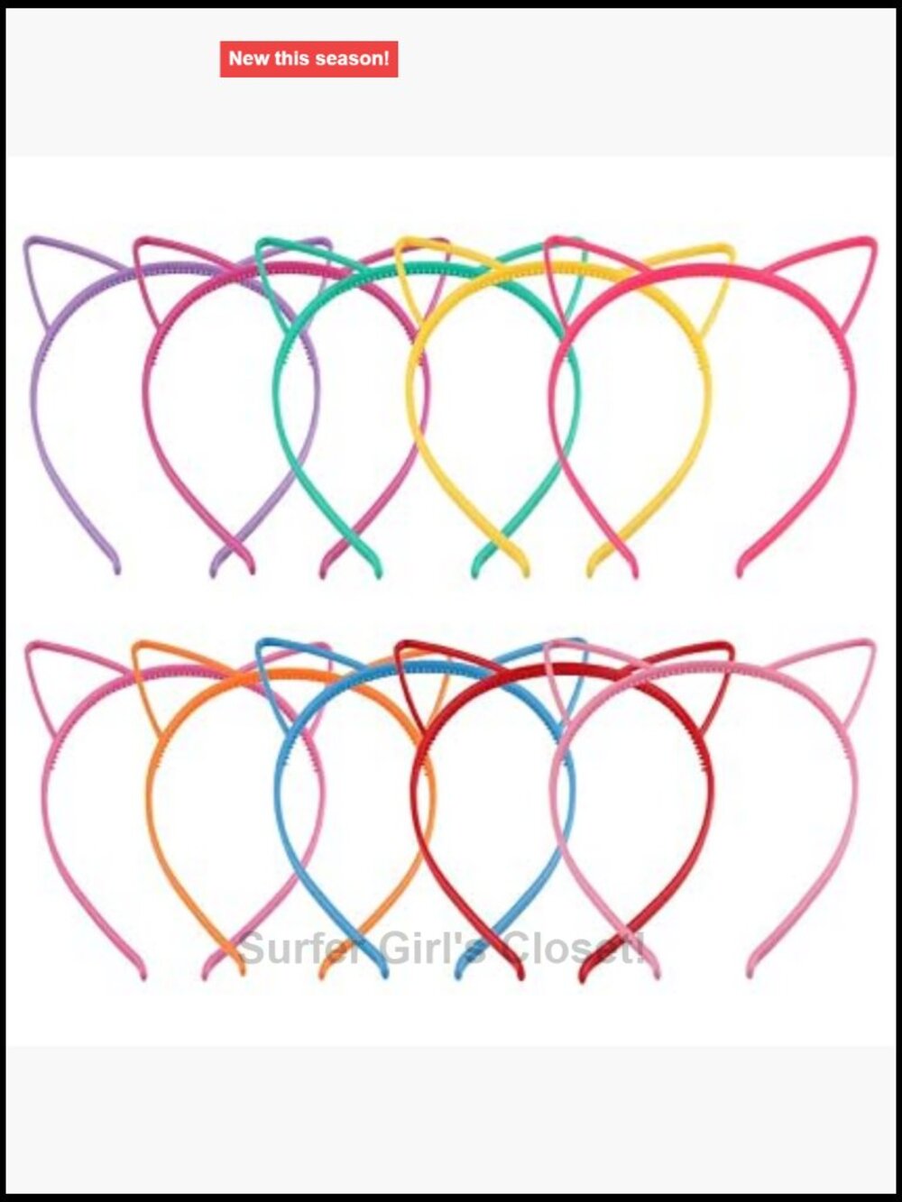 10pc Cat Ears Headbands Plastic Non Slip for Party Cosplay